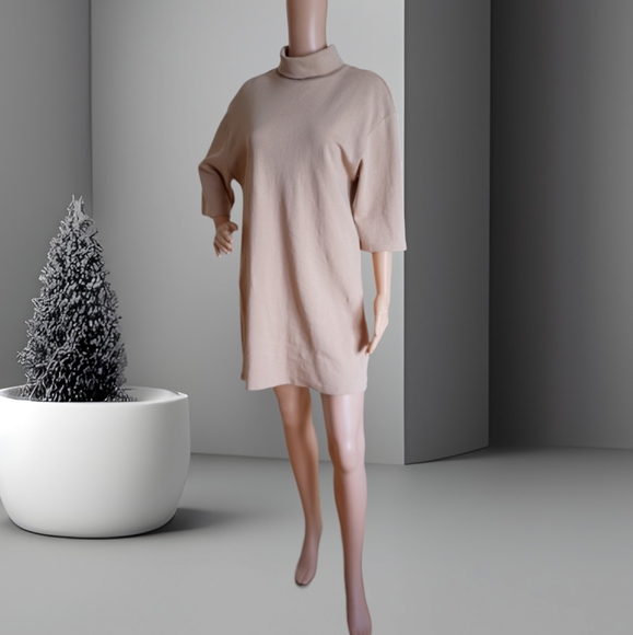 Zara Women's Oversized Turtleneck Cream Sweater Dress - Picture 3 of 16